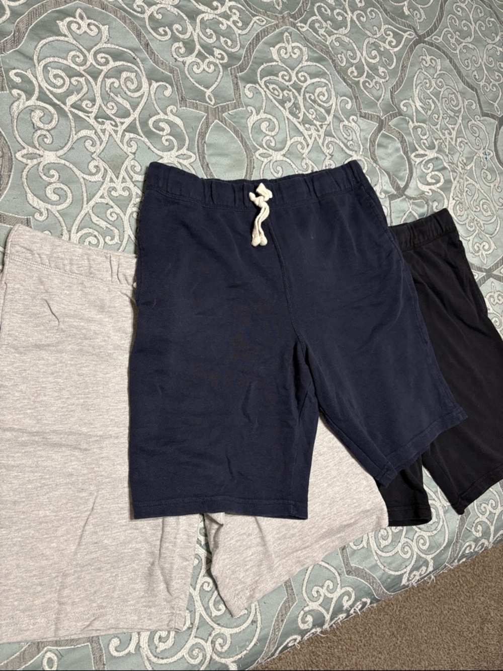The Children's Place Navy, Black & Light Gray Drawstring Shorts Trio